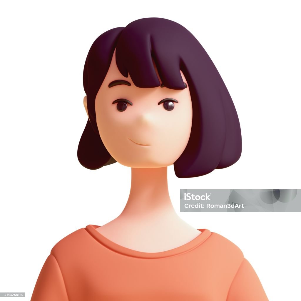 Um rosto de avatar de uma moça